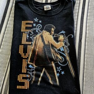Vintage Liquid Blue Elvis Black Tee Shirt 2X
